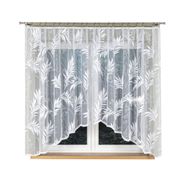 Zdzislawa  jacquardvitrage   300 x 160 cm- Curtains - Jacquardgordijnen- wit -bloemenmotief-
