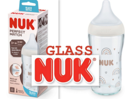 NUK  | Glass | Perfect Match  | Babyfles | 230 ml | Silicone speen maat : M |  3m+ |
