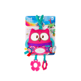 Canpol Babies Zacht educatief speelgoed voor kinderwagen / kinderbed Forest Friends - Uil, roze