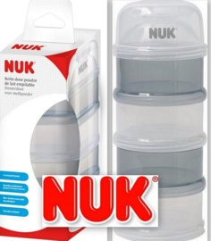 NUK 80601183 Melkpoeder doseerdoos - 4 stapelbare compartimenten voor bewaren poeder - Grijs