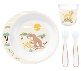 Tigex - Disney Leeuwenkoning Serviesset voor Kinderen – Bord, Beker 180 ml & Bestek – Magnetron- & Vaatwasserbestendig- 6m+