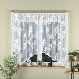 Zdzislawa  jacquardvitrage   300 x 160 cm- Curtains - Jacquardgordijnen- wit -bloemenmotief-
