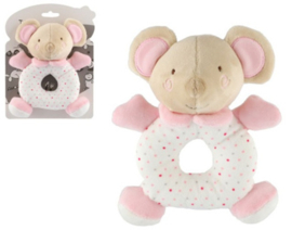 Tulilo  baby pluche  rammelaar - muis - 0m+  18 cm roze