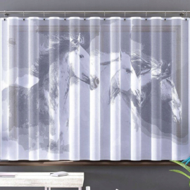 Wisan Paarden Gordijn 250x150 cm - Curtains  - Jacquardgordijnen-wit-