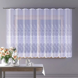 Wisan  Tola jacquard vitrage Gordijn 300 x 150 cm - Curtains  - hoogwaardig jacquardgordijn- wit-
