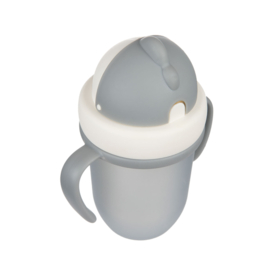 Canpol Babies  MATTE PASTELS mok met opvouwbare siliconen tube 210ml- grijs- 210 ml