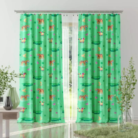 Wisan Krokodil -  Gordijnen:  2 stuks van 150 x 170 cm  -  Kinderkamer gordijn van stof met dierenmotieven- groen-