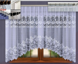 Aniela jacquard vitrage -  Gordijn 300x160 cm - Curtains  - Jacquardgordijnen- bloemenmotief- wit-