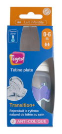 Tigex | Babyfles met temperatuurwaarschuwing, | 0-6 maanden | 150 ml | siliconen fopspeen |  anti-koliek |