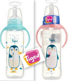 Tigex |  Pinguïn | babyfles air control | 3 snelheden |  set 2  x 330 ml | 6+ m | roze + blauw | |