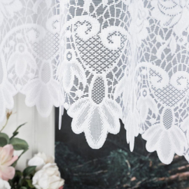 Aniela jacquard vitrage -  Gordijn 300x160 cm - Curtains  - Jacquardgordijnen- bloemenmotief- wit-