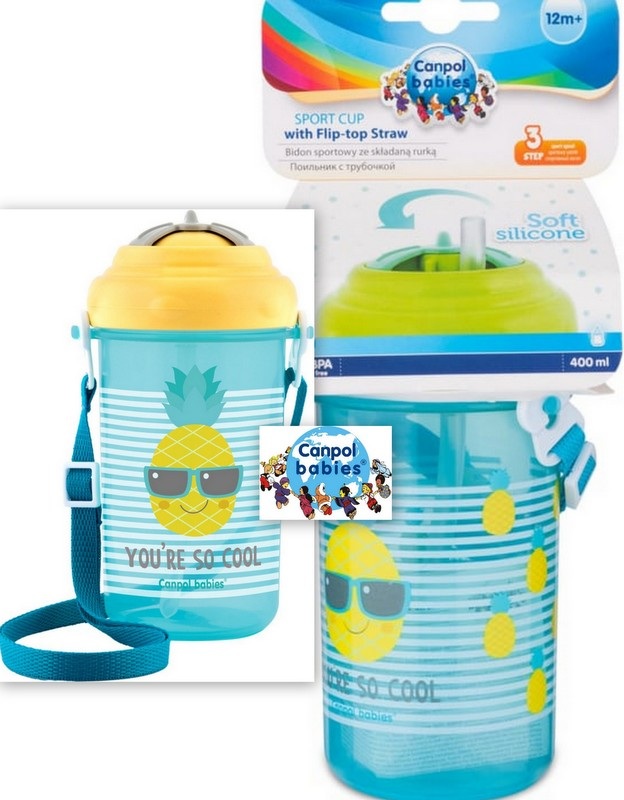 Canpol  Babies | bidon met opvouwbare siliconen buis | 400ml | So Cool | geel