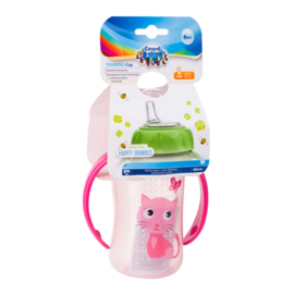 Canpol Babies Trainingsbeker Siliconen Tuit 320ml CUTE ANIMALS roze