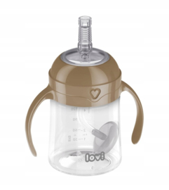 Lovi- First Cup- kop met rietje -150 ml- bruin