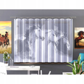 Wisan Paarden Gordijn 250x150 cm - Curtains  - Jacquardgordijnen-wit-
