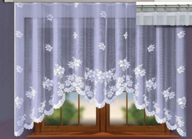 Catharina Gordijn 300x 160 cm - Curtains - Jacquardgordijnen- bloemenmotief- wit -