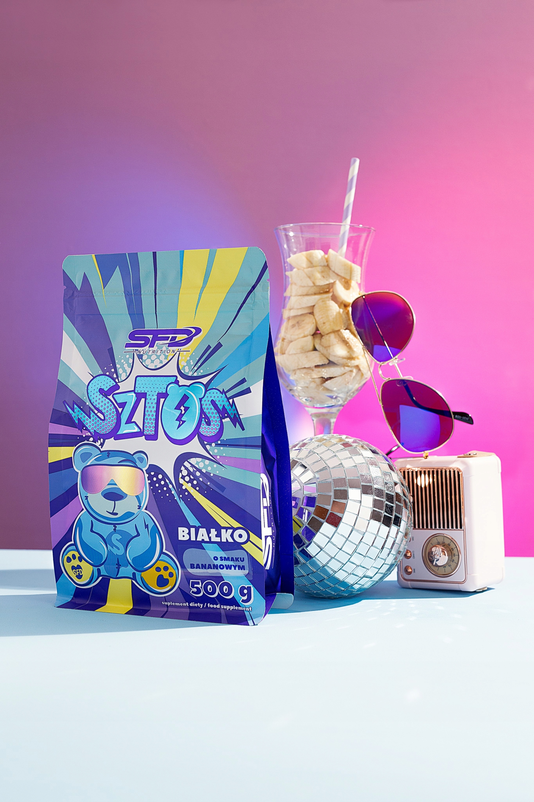 SFD | Sztos ewit  |  protein  | 500 g | eiwitconcentraat | spieren | regeneratie | energie | witte chocolade met aardbei |