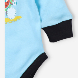 Nini- Turquoise romper met lange mouwen - SUMMER ROBOTS -  biologisch katoen