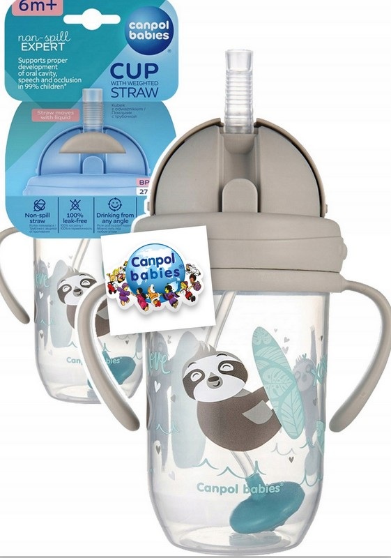 Canpol Baby |  EXOTIC ANIMALS |  Rietjesbeker met Handvaten | met Flip-top verzwaard rietje  | 270ml