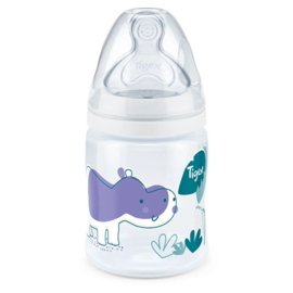 Tigex | Babyfles met temperatuurwaarschuwing, | 0-6 maanden | 150 ml | siliconen fopspeen |  anti-koliek |