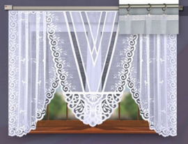 Anette jacquard vitrage - Gordijn  250 x 160 cm - Curtains - Jacquard vitrage met paneel - wit -