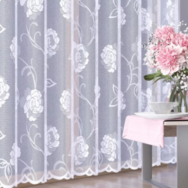 Wisan  Rozaria jacquard vitrage  Gordijn 300x 250 cm - Curtains  - hoogwaardig  jacquardgordijn- wit-