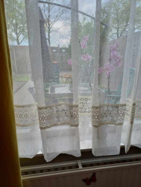 Wisan- Crème vitrage met guipureband-  Dita  - 250x170 cm - Curtains - Jacquardgordijnen-  Crème  -