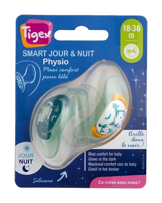 Tigex 2 SMART Fysiologische Fopspenen Dag/Nacht 18-36m