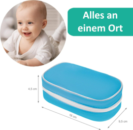 AKUKU babyverzorgingsset voor pasgeboren kinderen roze/blauw 5-delig met nagelschaartje, nagelknipper, borstel, kam en nagelvijl in een klein etui blauw
