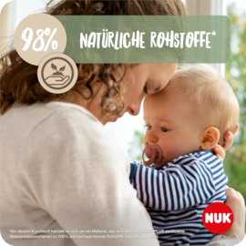 NUK | For Nature  |  Latexfopspeen | Gemaakt van natuurlijke grondstoffen | set van 2 | crème-groen|