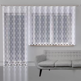Wisan  Lucky jacquard vitrage  Gordijn 400 x 250 cm - Curtains  - hoogwaardig jacquardgordijn- wit-