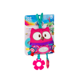 Canpol Babies Zacht educatief speelgoed voor kinderwagen / kinderbed Forest Friends - Uil, roze