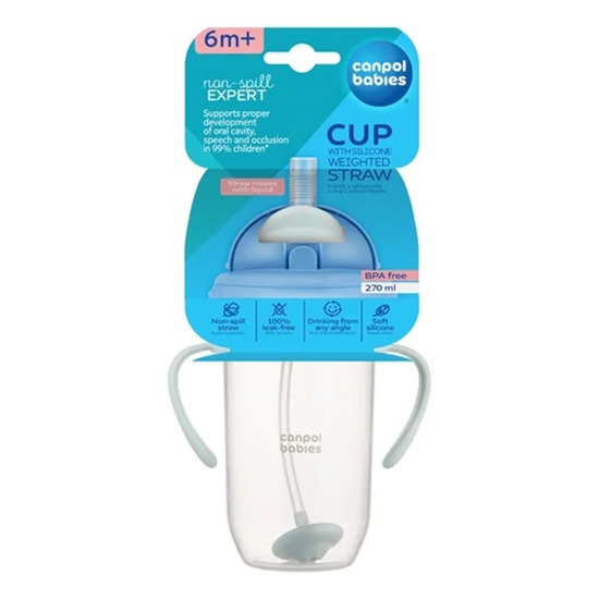 Canpol Baby |  Rietjesbeker met Handvaten | met Flip-top verzwaard rietje  | 270ml
