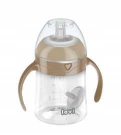 Lovi- First Cup- kop met rietje -150 ml- bruin