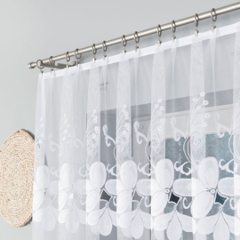 Louisa jacquard vitrage - Gordijn 320 x 160 cm - Curtains - Jacquardgordijnen- bloemenmotief- wit -