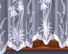 Isabella jacquard vitrage -  Gordijn 300 x 160 cm - Curtains - Jacquardgordijnen- bloemenmotief- wit -