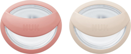 NUK |  MommyFeel Fopspeen |  siliconen | 0-9 maanden | 2 stuks | rood- creme |