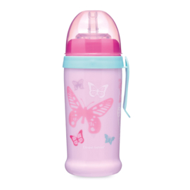 Canpol Babies Butterfly babyflesje met siliconen tube 350ml- roze- 12m+