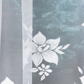 Catharina Gordijn 300x 160 cm - Curtains - Jacquardgordijnen- bloemenmotief- wit -