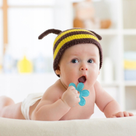 Babyono 'Bloem' Koelbijtring met "Ice gel", 3+ m - turquoise