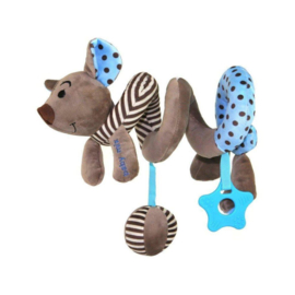 Box Speelgoed -  Zacht speelgoed, autostoel ketting, kinderwagen speelgoed spiraal - wagenspanner - kinderwagenspiraal - blauw- muis