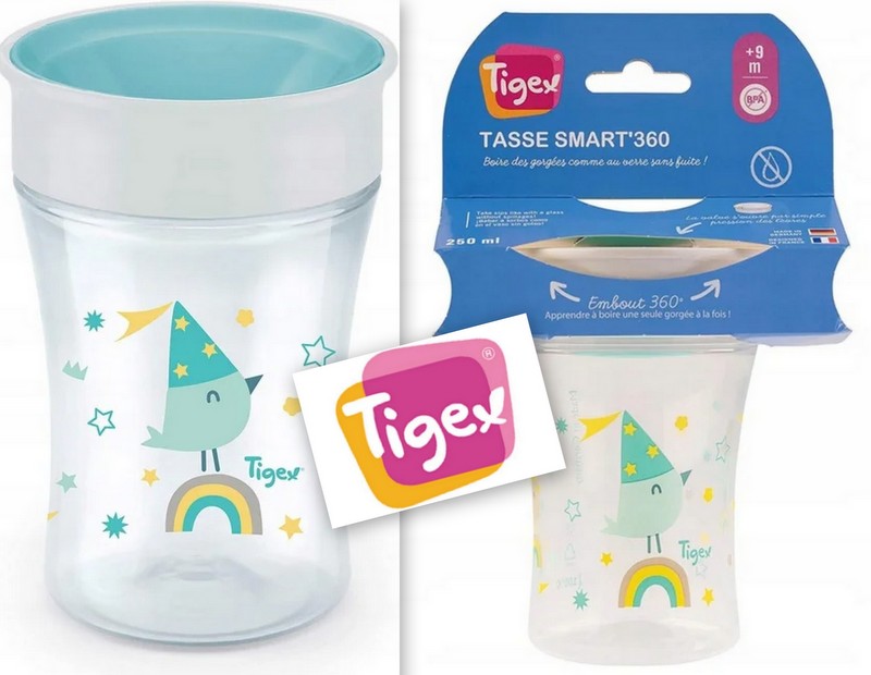Tigex |  Slimme mok | drinkbeker | 360° | 9+ m | 250 ml | turkoois