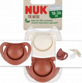 NUK | For Nature  | Siliconen fopspenen | Gemaakt van natuurlijke grondstoffen | crème- rood | set van 2 |
