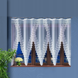 Wisan- Nenufar - jacquard vitrage-  Gordijn 440x180 cm - jacquardvitrage- curtains  - Jacquardgordijnen- wit-