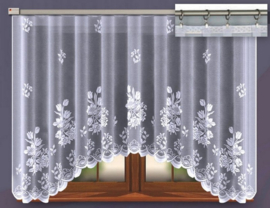 Ria jacquard vitrage -  Gordijn  300x160 cm - Curtains - Jacquardgordijnen- bloemenmotief- wit -