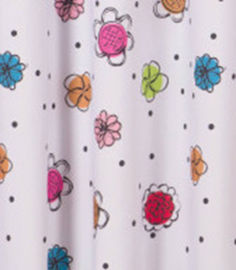 Wisan Bloemen -  Gordijnen:  2 stuks van 140 x 150 cm  -  Kinderkamer gordijn van stof met bloemenmotieven- wit-