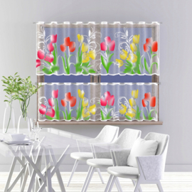 Wisan- Tulpen- jacquard vitrage -   Gordijn  300 x 70 cm - Curtains - Jacquardgordijnen-