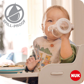 NUK | First Choice |  Fles om te leren drinken | 150ml | 6-18maanden | wit | ballonnen |