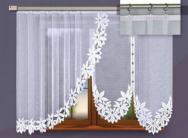 Miriam jacquard vitrage - Gordijn  300 x 160 cm - Curtains - Jacquard vitrage met paneel - wit -