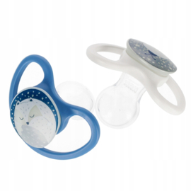 Nuk Space Night- siliconen fopspenen, 2st. set- gloeit in het donker- blauw